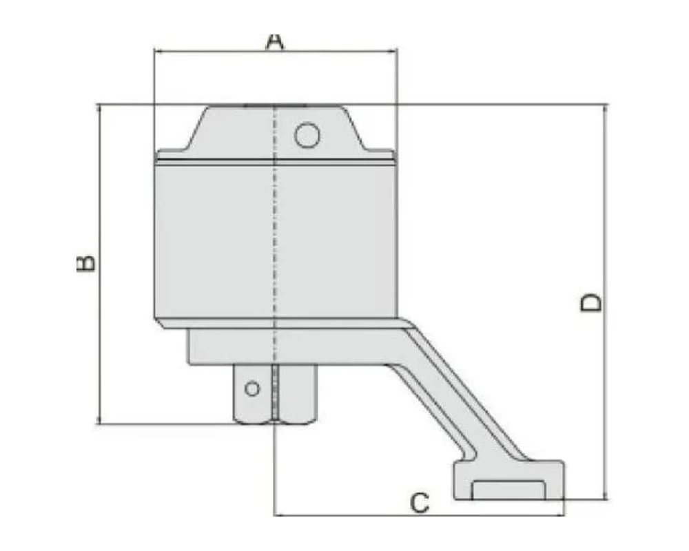Reaction arm torque multiplier A by B by C by D dimension diagram
